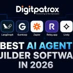 Featured banner showing AI agent builder platforms including n8n, LangGraph, Gumloop, Zapier, Relay.app, Lindy, and ChatGPT Workspace with Digitpatrox branding.