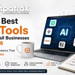 Featured image showing AI tools and automation software for small businesses in 2026 with laptop dashboard, workflow icons, and Digitpatrox branding.